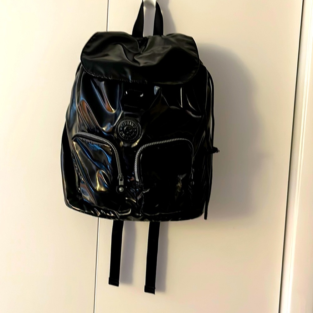 Kipling Black Patent Leather Backpack Great for School or Work Like New